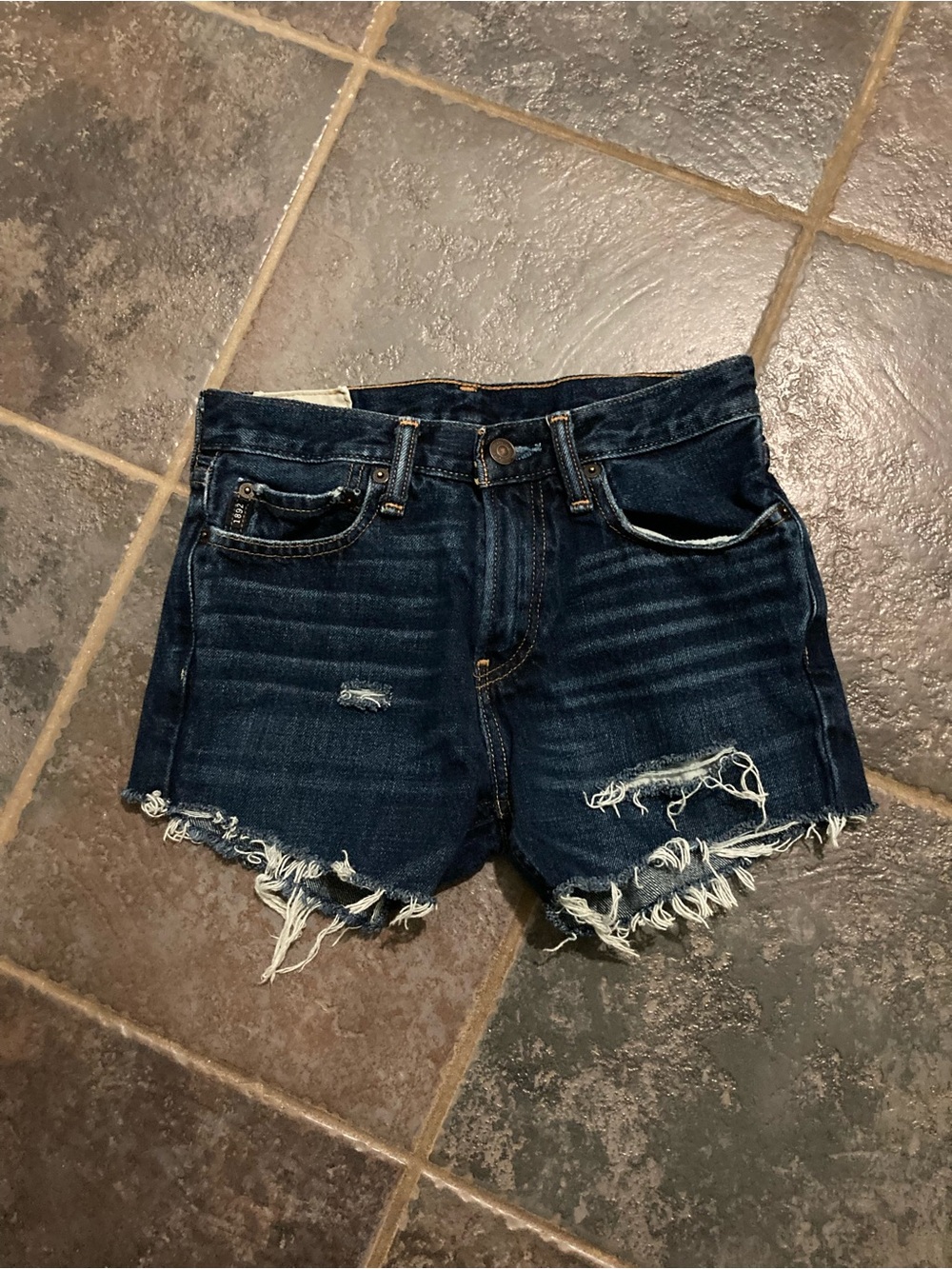 Abercrombie & Fitch Kids Dark Blue Distressed Denim Shorts Size 14